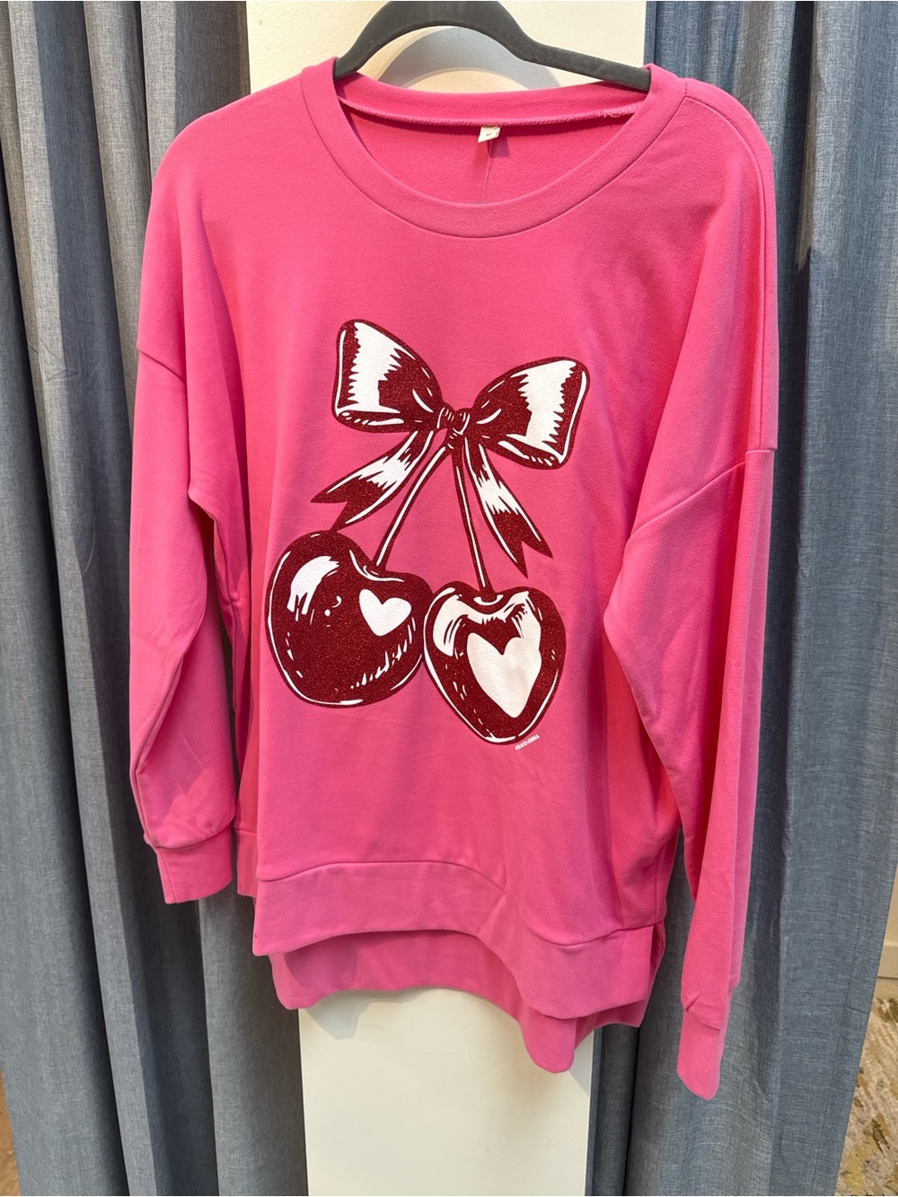 Girls' Hot Pink Cherry Graphic Sweatshirt